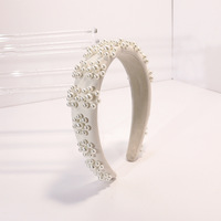 Serre-tête large rembourré en perles, fait main, avec perles d'imitation, pour usage quotidien et mariages