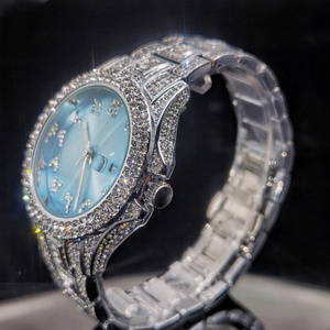 Reloj de Lujo Único para Hombre con Diamantes, Reloj Redondo Plateado con Números Árabes, Esfera Personalizada, Reloj de Pulsera de Cuarzo de Lujo con Circonitas - Product Image 2