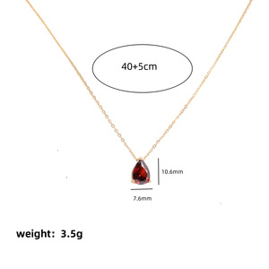 Trendy Women Birth Stone <strong>Jewellery</strong> Gift Gold Plated Stainless Steel Cz Zircon Water Drop Teardrop Pendant <strong>Birthstone</strong> Necklace - Product Image 5