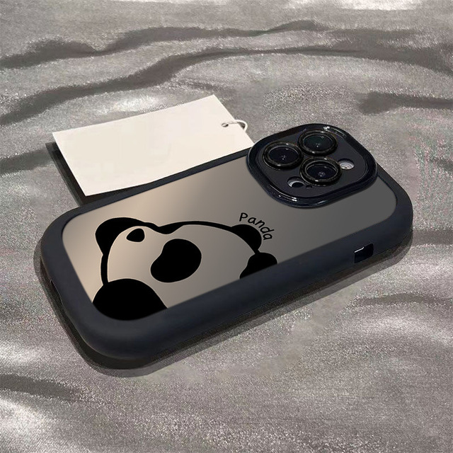 Matte Silicone Shockproof Phone Case Compatible for 14 Pro/15 Pro Max/14 Plus/16 New Pro Grip Lens Protection Cute Panda