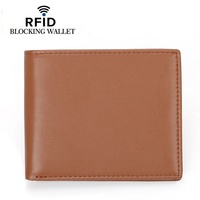 Dompet Kartu Kulit PU Pendek Unisex Ringan dengan Lapisan Poliester Anti-Skimming Anti Maling untuk Pria Inggris