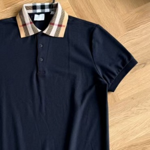 Polo de lujo estilo diseñador, a la moda, vintage, con solapa a cuadros, 100% algodón, estilo Burberry, para hombre - Product Image 6
