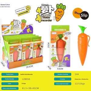 Penna Registratore in Plastica a Forma di Carota Cartoon, Penna a Sfera Carina con Registratore, Cancelleria Portatile per Studenti - Product Image 2