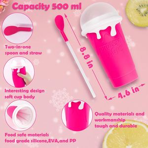 Custom Logo Double Layer Silicone <b>Ice</b> Cream <b>Maker</b> Slushy Cooling Cup with Straw Spoon Stocked - Product Image 4