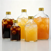 Bouteilles en verre plates de haute qualité 200 ml 20 cl, noires et transparentes, pour spiritueux, whisky, ou café froid, avec bouchon à vis