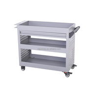 Chariot d'atelier robuste OEM/OBM à 3 niveaux en acier laminé à froid, avec un tiroir et un porte-outils latéral, quatre roues pour garage