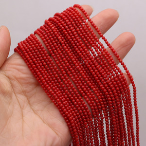3mm-4mm Petites perles rondes en bambou naturel corail rouge rose blanc pêche <span class=keywords><strong>orange</strong></span> pour la fabrication de bijoux de bricolage Perles en pierre brin - Product Image 2