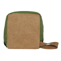 Petit sac simple de 7 pouces en papier kraft froissé, design bicolore, fermeture éclair, pour ranger cartes de visite, documents, cosmétiques