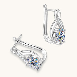 Wholesale Luxury Oval Cut 4ct Vvs Gra Moissanite Jewelry Dainty Vintage Handmade <strong>Silver</strong> 925 Geometric <strong>Infinity</strong> Sign <strong>Earrings</strong> - Product Image 6