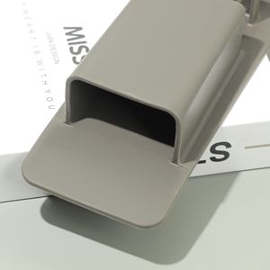 Silicone <b>Toothbrush</b> <b>Holder</b> <b>Wall</b> <b>Mounted</b> Suction Cup Grey Rectangular Bathroom Storage Rack For Toiletries - Product Image 2