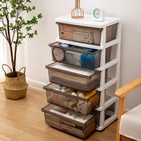 Commode de rangement en plastique transparent à 5 niveaux avec tiroirs pour l'organisation du salon, des vêtements, des jouets, des livres
