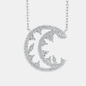 Collier en argent sterling 925 avec moissanite, motif lune et montagne, design semi-circulaire, minimaliste, tendance, pour fiançailles et mariage, pour femme - Product Image 3