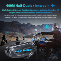 Auriculares Inalámbricos D3X de Plástico ABS Económicos, Casco con Intercomunicador BT5.4 de 600M, Altavoz para Motocicleta con 20H de Reproducción