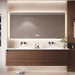 <span class=keywords><strong>Mobile</strong></span> <span class=keywords><strong>Bagno</strong></span> Sospeso Personalizzato dal Design Semplice con Lavabo e Armadietto Curvo - Product Image 2