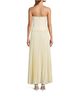Vestido Largo de Gasa Plisado sin Tirantes, Cintura Natural, Corte en A, Elegante, Formal, Color Sólido, Tejido Entrecruzado, para Todas las Temporadas - Product Image 1