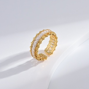wholesale plata 925 sterling silver Golden pearl zircon <b>ring</b> Romantic <b>wedding</b> 14k gold plated geometric <b>cubic</b> <b>zirconia</b> <b>rings</b> - Product Image 5
