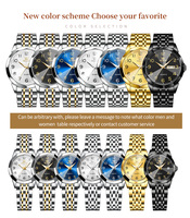 Montre à quartz OLEVS 9970 pour couple, étanche, en acier inoxydable, avec aiguilles lumineuses, montre de luxe pour amoureux, classique, pour homme et femme, avec date et jour
