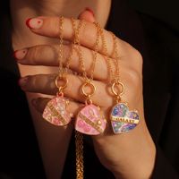 CAIOOCHE Nouveau Collier Pendentif Cœur Ouvert Coloré et Mignon, Plaqué Or, Bijou Tendance Anti-ternissement, Cadeau d'Amour, Bijou Tendance pour Couple
