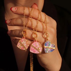 CAIOOCHE Nuova Collana con Ciondolo a Cuore Aperto Colorato e Carino, Gioielli Placcati Oro Antitarnish alla Moda, Regalo d'<span class=keywords><strong>Amore</strong></span> per Coppie - Product Image 2