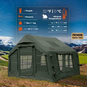Tente gonflable à double couche <span class=keywords><strong>quatre</strong></span> <span class=keywords><strong>saisons</strong></span> avec tissu Oxford 600D imperméable et coupe-vent, installation rapide pour le camping en plein air - Product Image 3