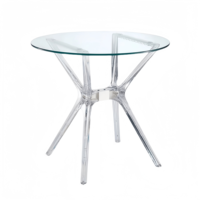 Table à manger ronde transparente non fragile de conception nordique avec des pieds en PC en verre trempé pour la maison salon hôtel