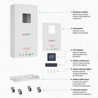 Batterie LiFePO4 murale 51,2 V 200 Ah avec BMS intelligent intégré et onduleur intégré pour système d'énergie solaire domestique et alimentation de secours