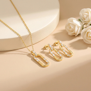 YILUN 925 Sterling <strong>Silver</strong> Jewelry <strong>Set</strong> Fine Gold Plated Zirconia Engagement Wedding Bridal Link Chain Earring and <strong>Necklace</strong> <strong>Set</strong> - Product Image 4