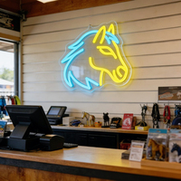 Neonawall Enseigne néon LED tête de cheval mignonne, à intensité variable, alimentée par USB, multi-positions, pour décoration murale, bar, salon, salle de sport, bureau, salle de jeux, fête