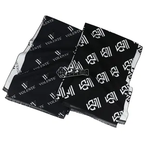 Warm Logo Scarves Mens Custom Jacquard Viscose Winter Scarf Black And White Elegant Accessories