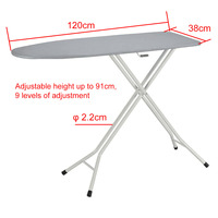 Planche pliable en acier et maille métallique avec tissu en coton 120x38cm, réglable sur 9 niveaux, pour vêtements et usage domestique en cuisine et salle de bain