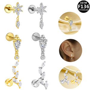 Star Shape Zinc Alloy <b>Earrings</b> With Zircon Prong Setting For Women Party Jewelry - Product Image 4