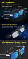 Lunettes vidéo multifonctionnelles 1080P avec caméra Wi-Fi pour diffusion en direct