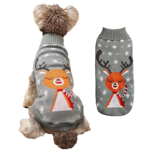 Handmade Knit Pet Sweater | Plaid & Festive Pattern Dog <b>Cat</b> Winter Outfit | Premium Pet Knitwear - Product Image 6