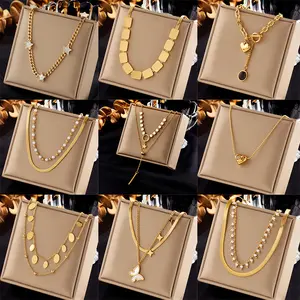 SMing Coleção de colares de aço inoxidável banhado a ouro para mulheres de luxo personalizadas colar pingentes de joias da moda