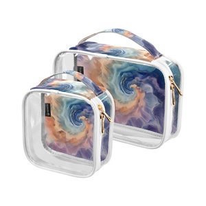 Custom TieDye Transparent Waterproof <b>Small</b> Clear Makeup Bag 2-pack Sets Transparent Clear PVC Zipper Closure Travel Toiletry Bag - Product Image 1