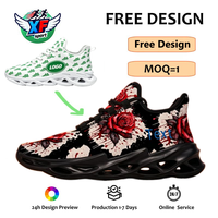 Chaussures de course personnalisées en gros, motif rose rouge gothique, imprimé lame de sang, design personnalisé, chaussures de sport décontractées