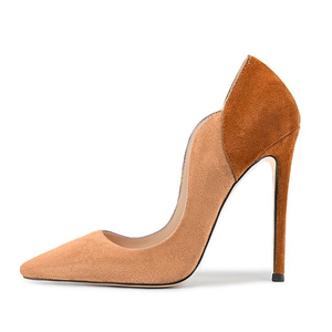 Escarpins sexy à talons aiguilles pour femmes, bout pointu, grande taille 47, en daim patchwork, coupe large, chaussures habillées - Product Image 3