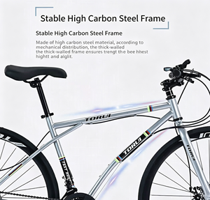 Bicicleta de Carretera para Hombre y Mujer, Super Rápida, con Frenos de Disco, Neumáticos Sólidos, Color Rojo, Horquilla de Acero, Velocidad Variable - Product Image 3