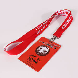 PVC kart NFC RFID güvenlik kordon boyun askısı ile kırmızı jakarlı dokuma logolu kordon - Product Image 2