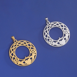 Myshape Irish claddagh Mặt dây chuyền tay giữ vương miện may mắn Celtics Knot thép không gỉ DIY Charms đối với trang sức làm - Product Image 3