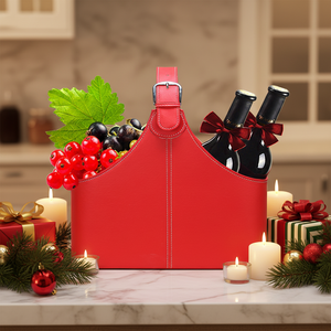 <span class=keywords><strong>Cesta</strong></span> de Regalo de Cuero PU Vacía, <span class=keywords><strong>Cesta</strong></span> de Exhibición de Regalos Navideños con Asa para Vino, Flores, Frutas, Dulces - Product Image 1