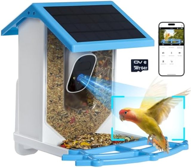 Smart Bird Feeder with Camera Battery 1080P HD Auto Capture Bird AI Recognition Birdhouse Camera Solar Powered Video Bird Feeder
