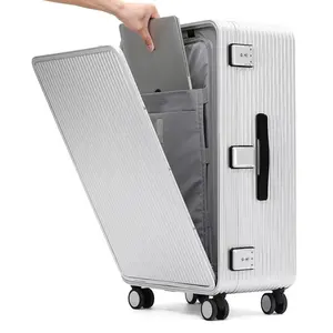 Новинка, чемодан из алюминиево-магниевого сплава с боковым отверстием для деловых поездок, чемодан на колесах, металлический кейс для посадки