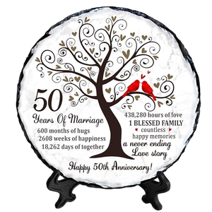 Placa de Pizarra Dorada Bozspacer - Regalo de <span class=keywords><strong>50</strong></span> <span class=keywords><strong>Aniversario</strong></span> de Bodas para Padres - Recuerdo Decorativo Único de Estilo Romántico y Tamaño Pequeño - Product Image 1
