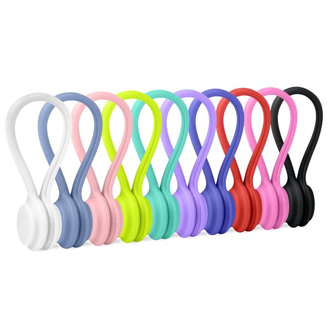 Cable Organizer Silicone Magnetic Cable Tie with Strong Magnet for Bundling Cables Headphone USB Charging Cords
