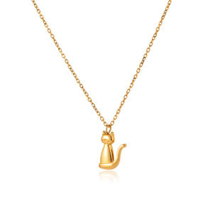 Collier pendentif chat et chien en acier inoxydable pour femme, un cadeau élégant et simple pour une bonne amie. - Product Image 5