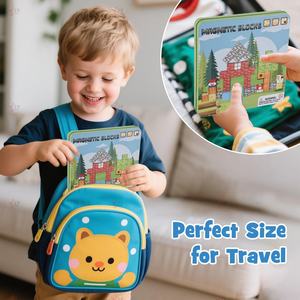 Set Kubus Magnetik Tema Hutan Perjalanan Baru 2025 Mainan Anak 40 Pcs Blok Bangunan Mini Semen Plastik dengan Kotak Besi Portabel - Product Image 3