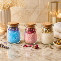 Brinelume Sel de Bain Cristallisé de l'Himalaya en Gros 100ml Corps Naturel Epsom Rose Relaxant Rafraîchissant Bain de Spa à Domicile Thé de Bain pour les Pieds