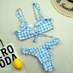Trajes de Baño OEM/ODM al por Mayor, Bikini de Dos Piezas con Tirantes Cruzados, Push-Up, Fruncido, con Aros, de Secado Rápido, de Lujo, para Mujer - Product Image 1