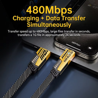 Câble de charge rapide 4-en-1 en nylon tressé 65W avec conducteur en cuivre pur, connecteurs Micro USB et USB 2.0 pour voiture et écouteurs, longueur 1m